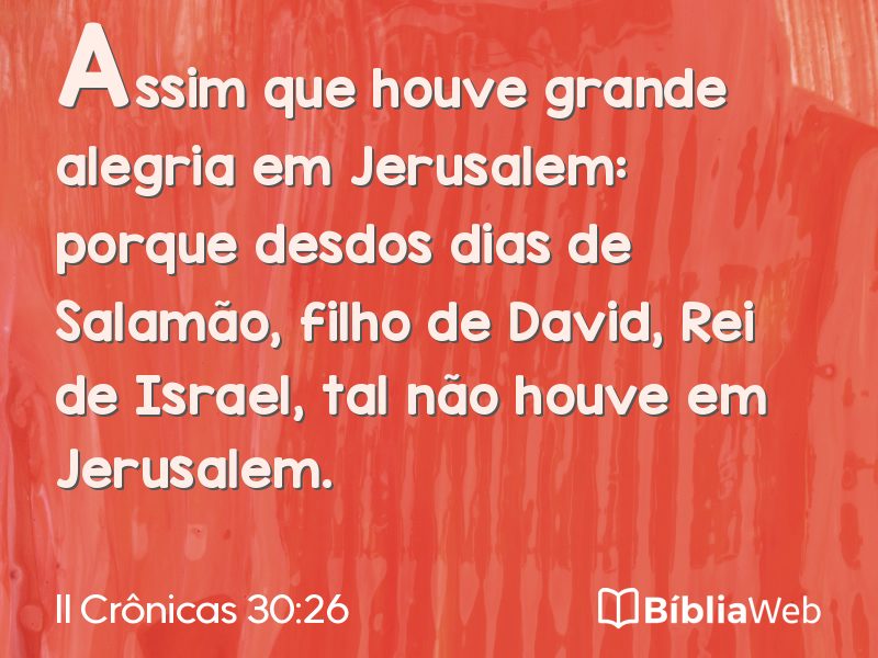 II Crônicas 30:26 em imagem para compartilhar
