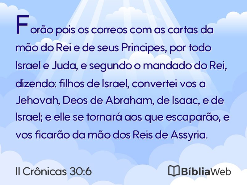 II Crônicas 30:6 em imagem para compartilhar