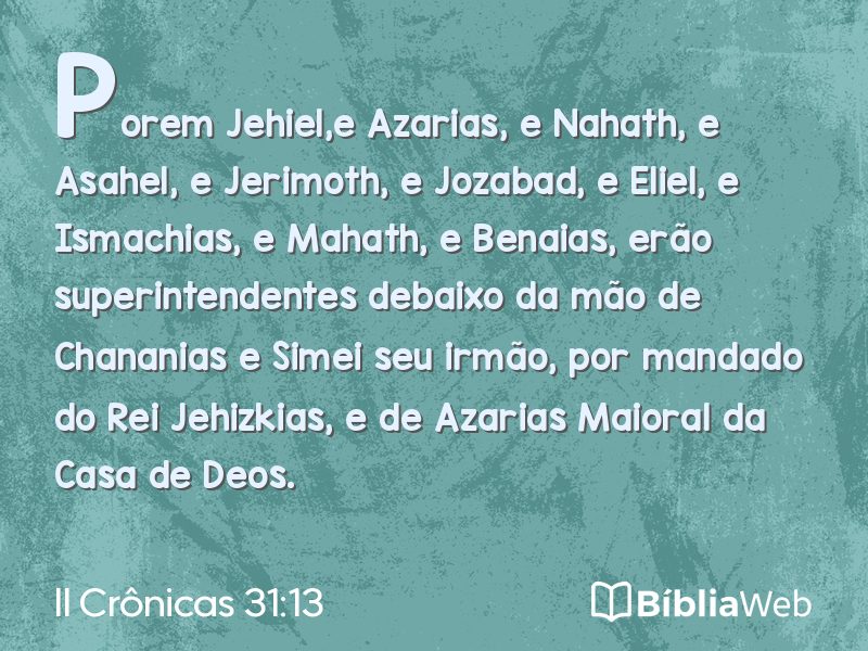 II Crônicas 31:13 em imagem para compartilhar