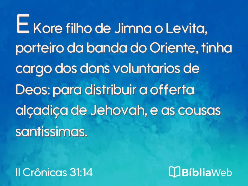 II Crônicas 31:14 em imagem para compartilhar
