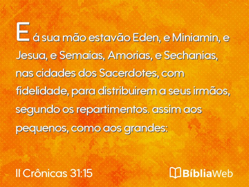 II Crônicas 31:15 em imagem para compartilhar