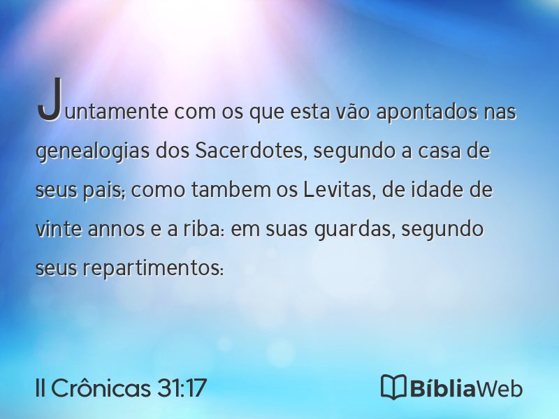 II Crônicas 31:17 em imagem para compartilhar