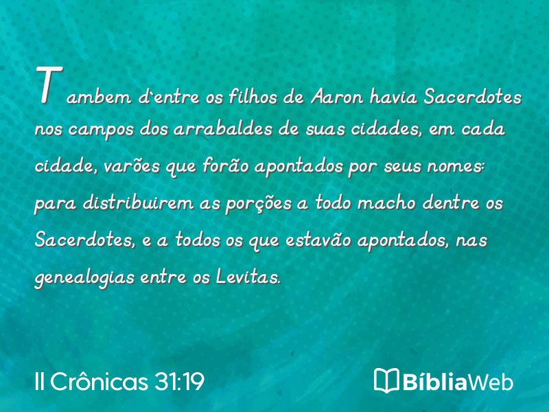 II Crônicas 31:19 em imagem para compartilhar