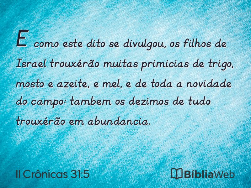 II Crônicas 31:5 em imagem para compartilhar