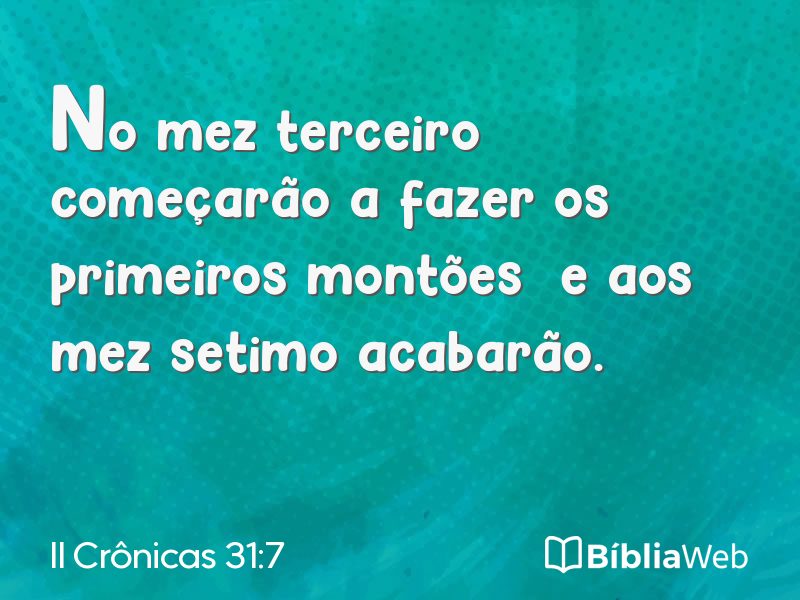 II Crônicas 31:7 em imagem para compartilhar