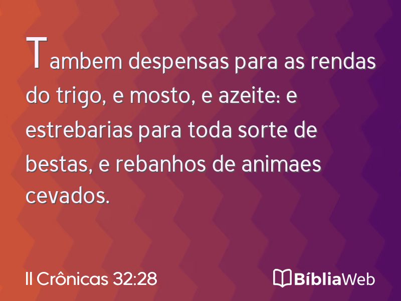 II Crônicas 32:28 em imagem para compartilhar