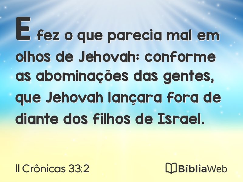 II Crônicas 33:2 em imagem para compartilhar