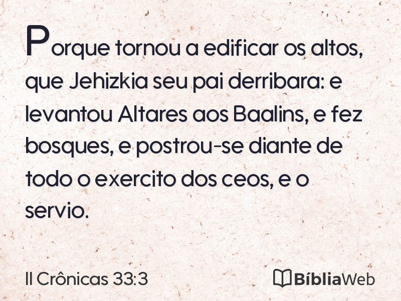 II Crônicas 33:3 em imagem para compartilhar