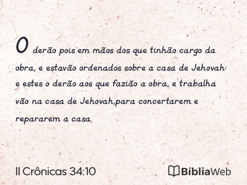II Crônicas 34:10 em imagem para compartilhar