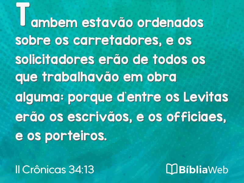 II Crônicas 34:13 em imagem para compartilhar