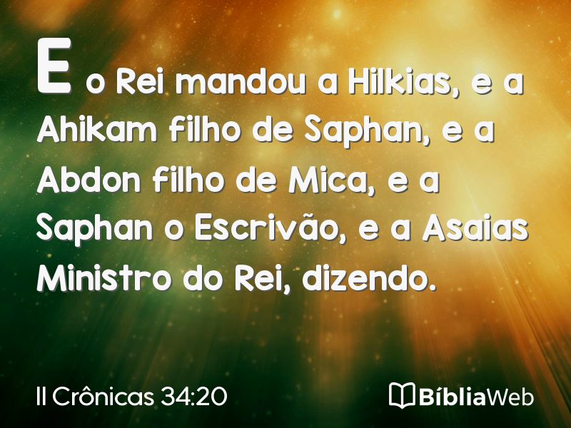 II Crônicas 34:20 em imagem para compartilhar