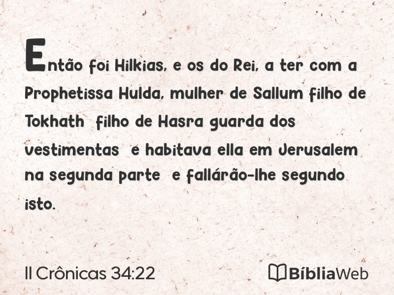 II Crônicas 34:22 em imagem para compartilhar