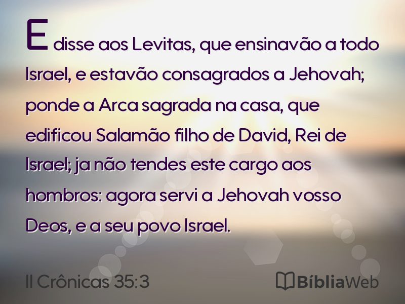 II Crônicas 35:3 em imagem para compartilhar