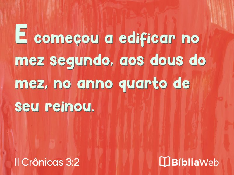 II Crônicas 3:2 em imagem para compartilhar