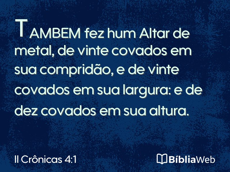 II Crônicas 4:1 em imagem para compartilhar
