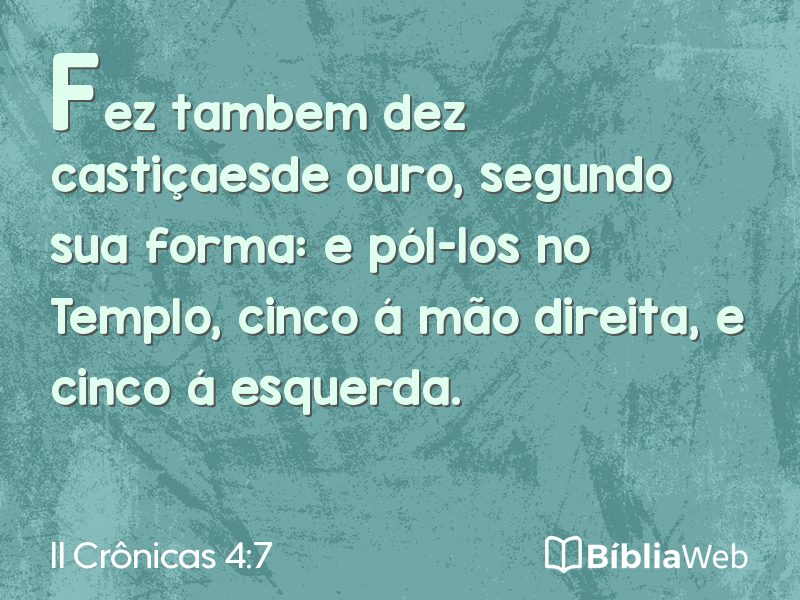 II Crônicas 4:7 em imagem para compartilhar
