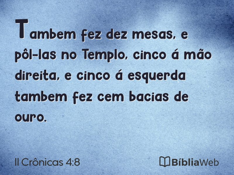 II Crônicas 4:8 em imagem para compartilhar