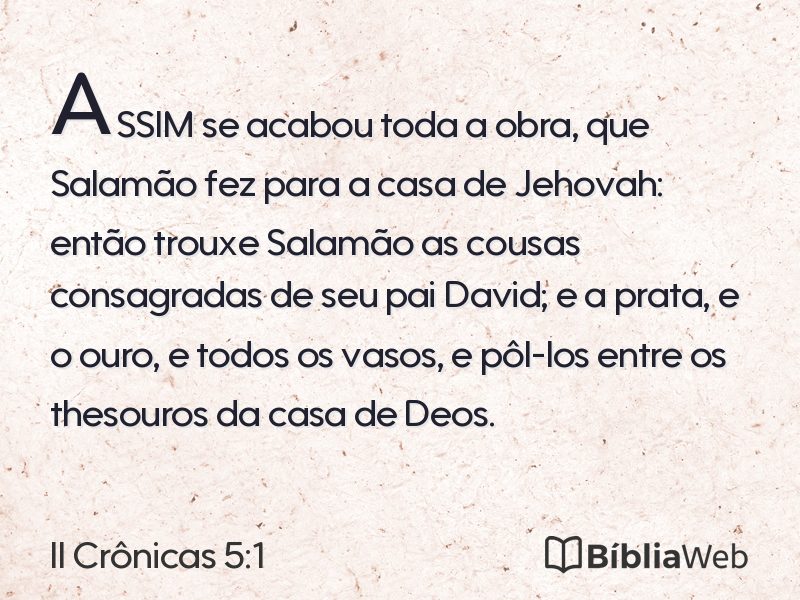 II Crônicas 5:1 em imagem para compartilhar