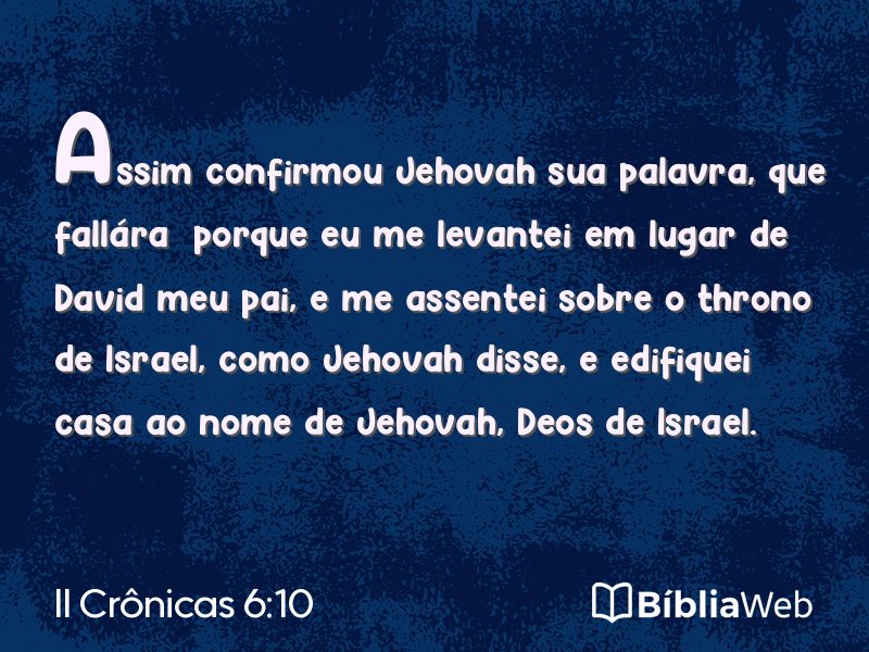 II Crônicas 6:10 em imagem para compartilhar
