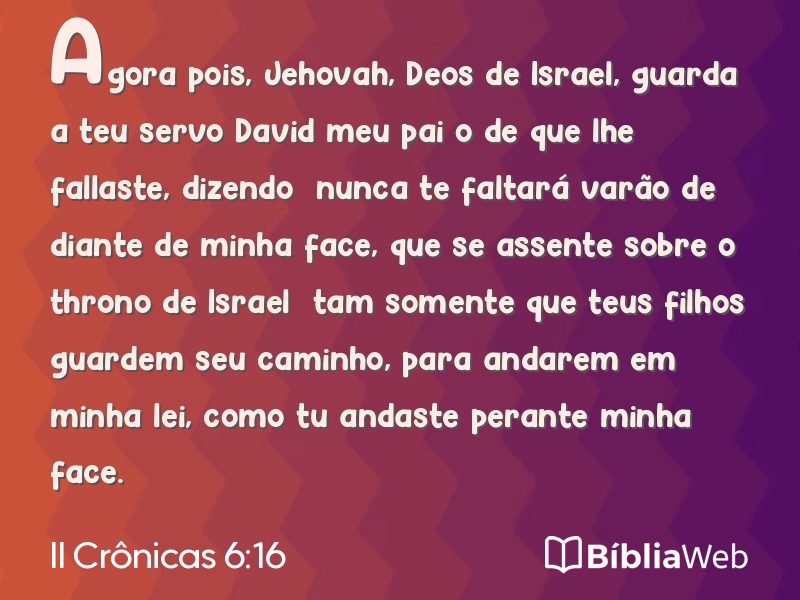 II Crônicas 6:16 em imagem para compartilhar