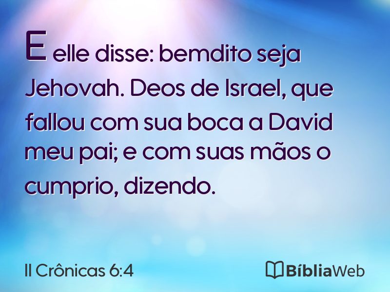 II Crônicas 6:4 em imagem para compartilhar