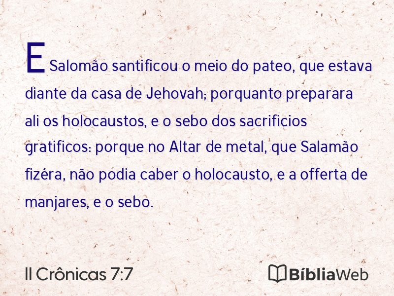 II Crônicas 7:7 em imagem para compartilhar