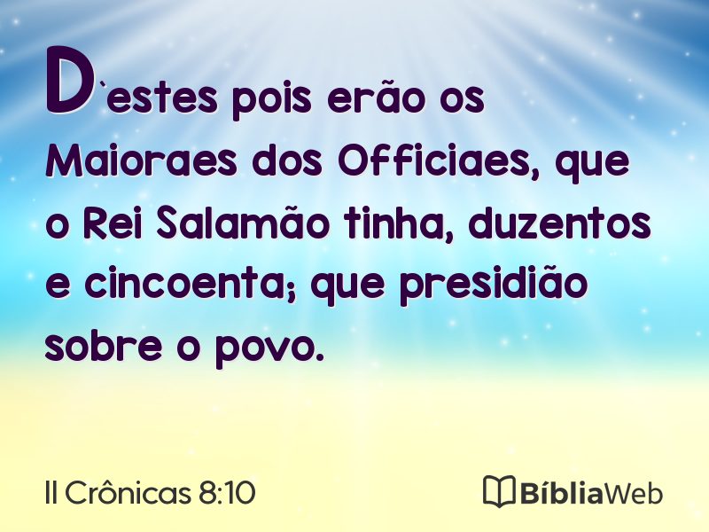 II Crônicas 8:10 em imagem para compartilhar
