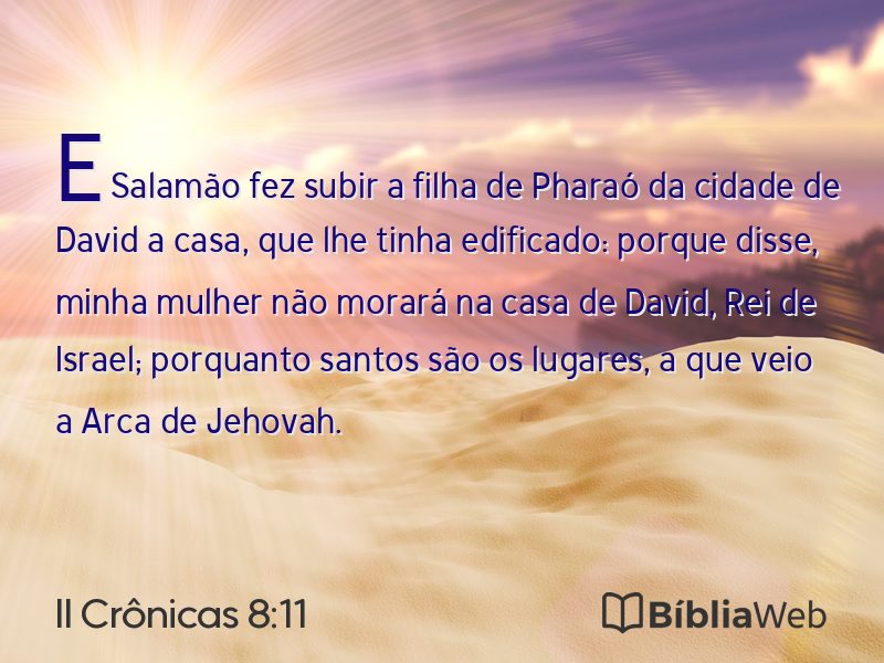 II Crônicas 8:11 em imagem para compartilhar