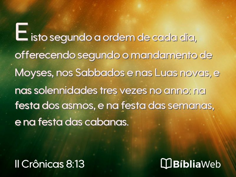 II Crônicas 8:13 em imagem para compartilhar