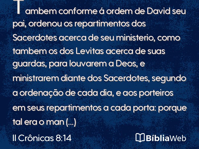 II Crônicas 8:14 em imagem para compartilhar