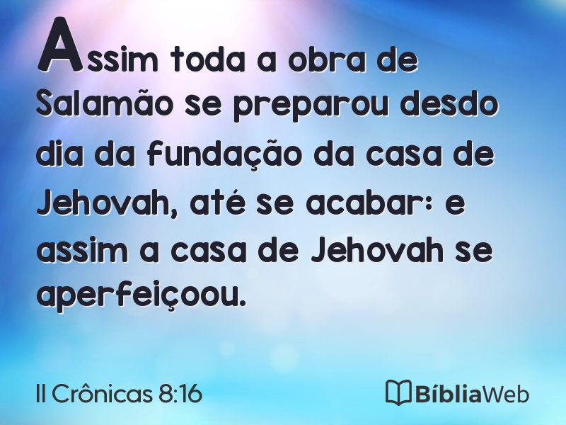II Crônicas 8:16 em imagem para compartilhar