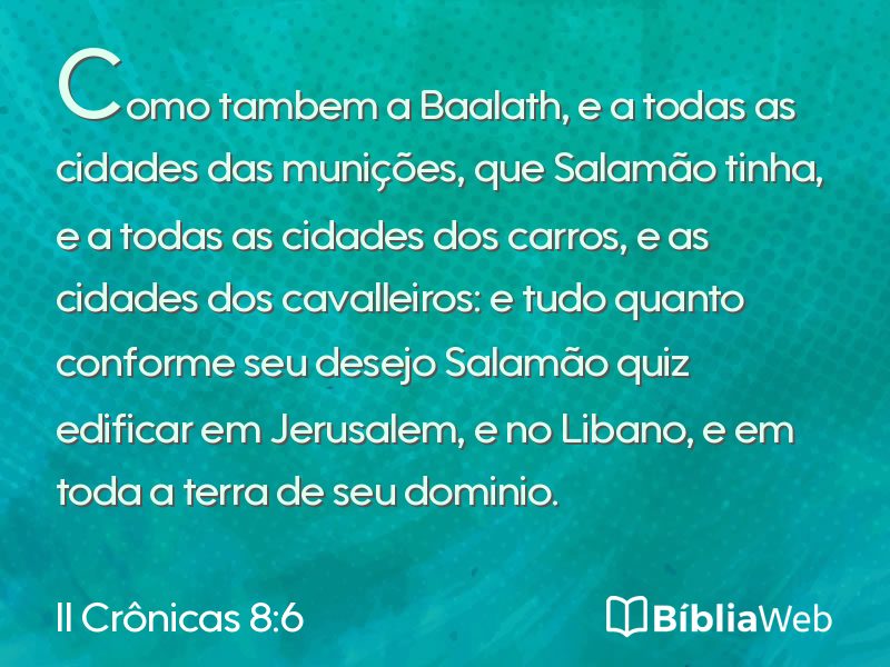 II Crônicas 8:6 em imagem para compartilhar