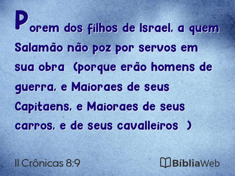 II Crônicas 8:9 em imagem para compartilhar