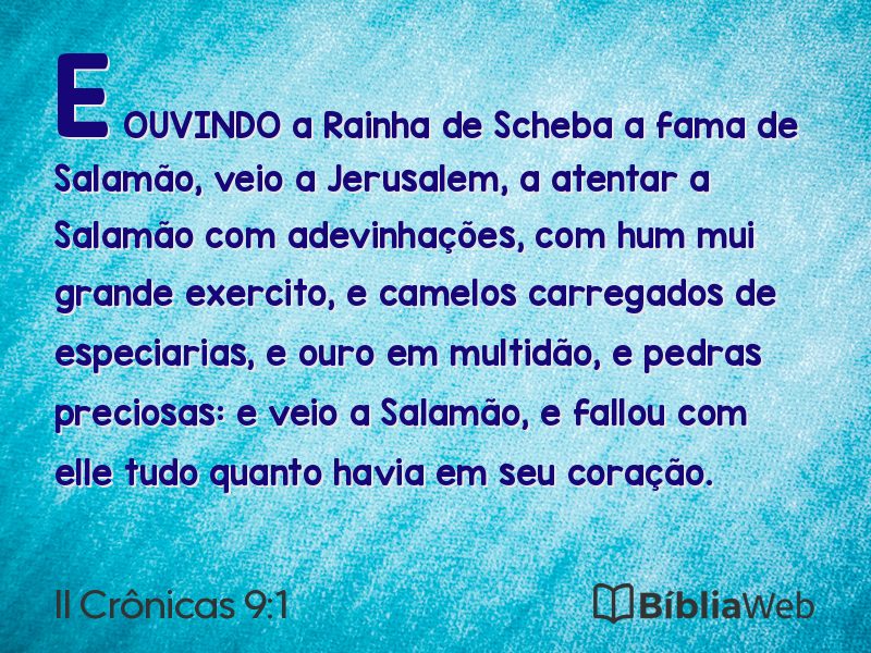 II Crônicas 9:1 em imagem para compartilhar