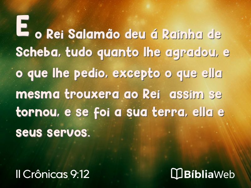 II Crônicas 9:12 em imagem para compartilhar