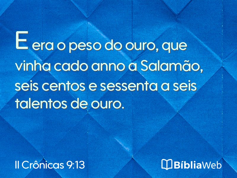 II Crônicas 9:13 em imagem para compartilhar
