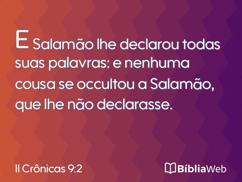 II Crônicas 9:2 em imagem para compartilhar