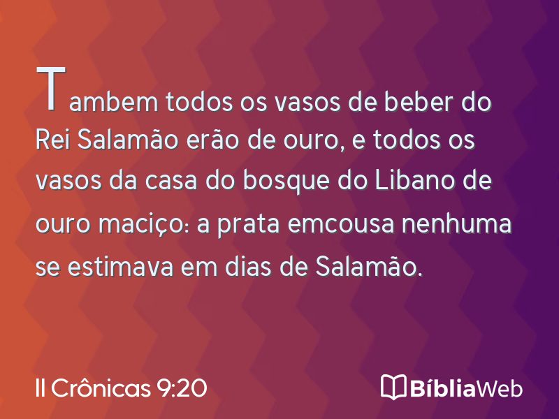 II Crônicas 9:20 em imagem para compartilhar