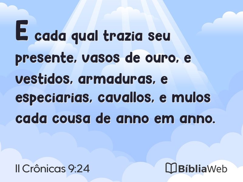 II Crônicas 9:24 em imagem para compartilhar