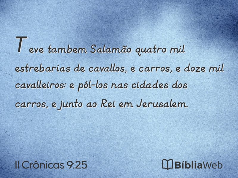 II Crônicas 9:25 em imagem para compartilhar