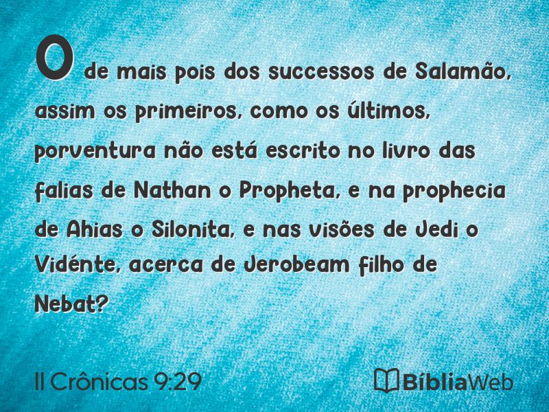 II Crônicas 9:29 em imagem para compartilhar