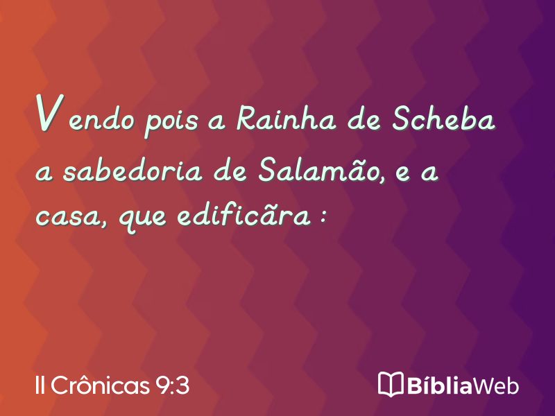 II Crônicas 9:3 em imagem para compartilhar