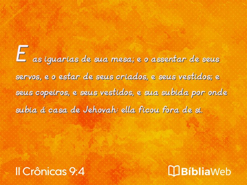 II Crônicas 9:4 em imagem para compartilhar