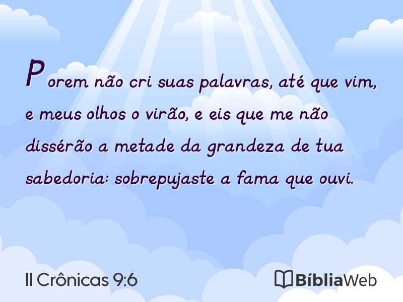 II Crônicas 9:6 em imagem para compartilhar