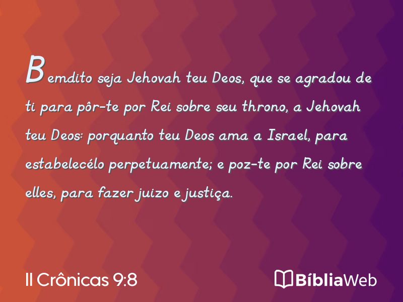 II Crônicas 9:8 em imagem para compartilhar