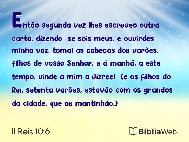 II Reis 10:6 em imagem para compartilhar