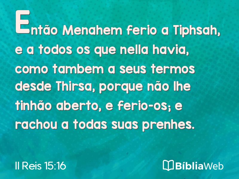 II Reis 15:16 em imagem para compartilhar