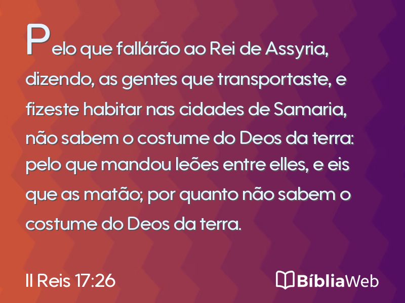 II Reis 17:26 em imagem para compartilhar
