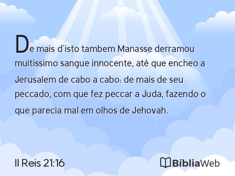 II Reis 21:16 em imagem para compartilhar