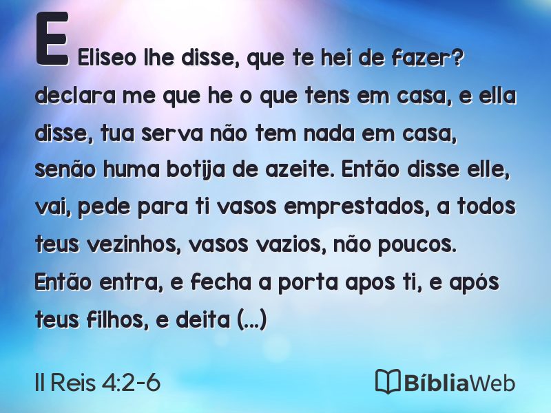 II Reis 4:2-6 em imagem para compartilhar